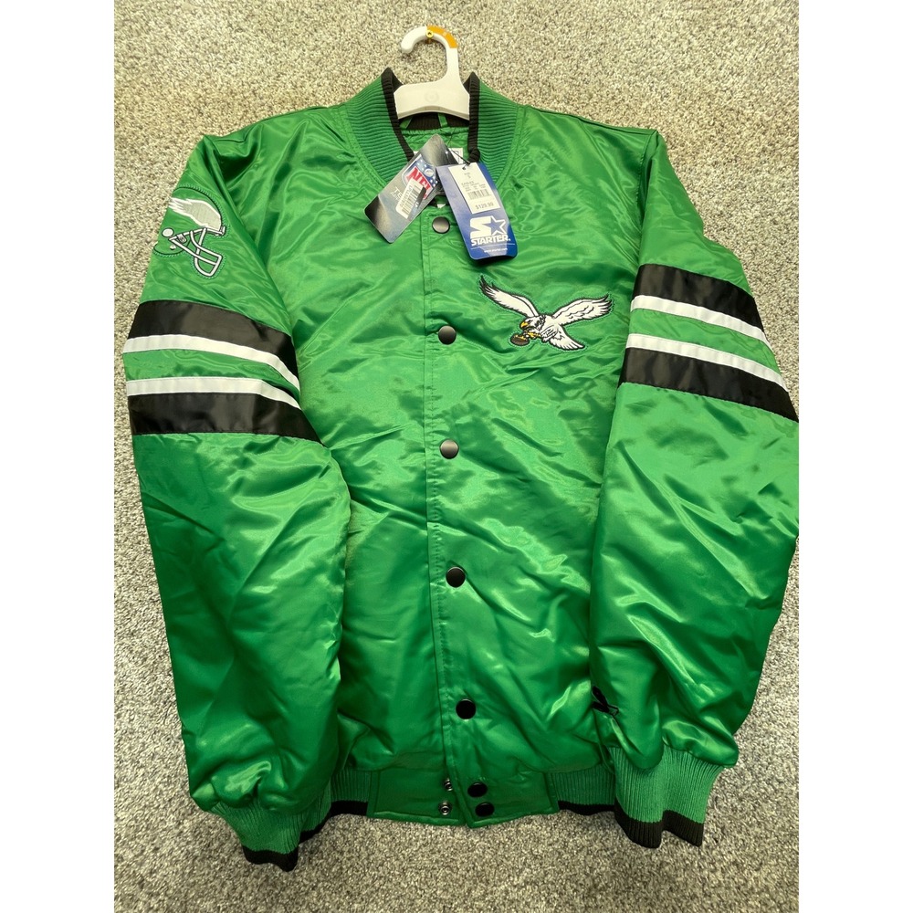Starter Philadelphia Eagles Varsity Jacket Mens S Green NEW Satin